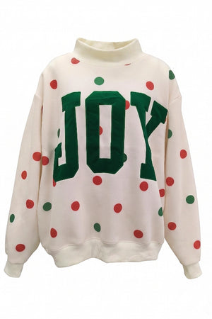 BUCKET LIST Women's Sweatshirt JOY Patch Polka-dot Mock-neck Sweatshirt
