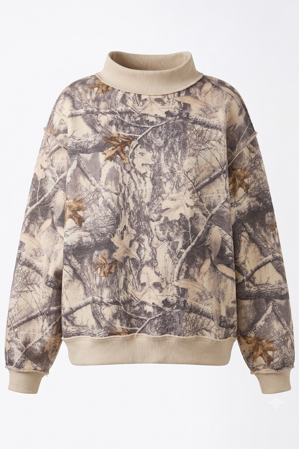 BUCKET LIST Women's Sweatshirt Real-tree Camouflage Mock-neck Sweatshirt