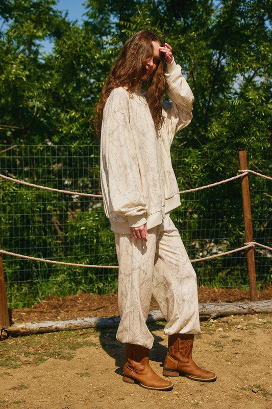 BUCKET LIST Women's Top Camouflage Oversized Mock Neck Sweatshirt