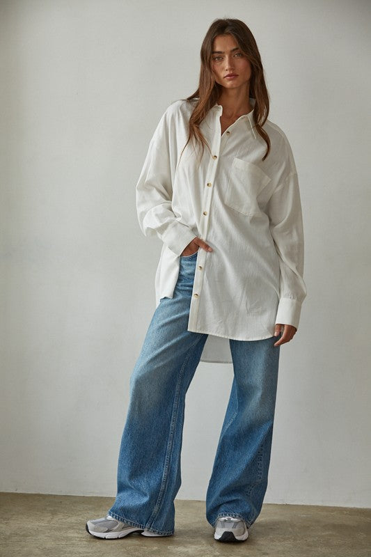 BY TOGETHER YOU AND I Women's Top Off-duty Boyfriend Shirt || David's Clothing