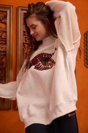 Mallard Embroidered Wildlife Mock-neck Sweatshirt