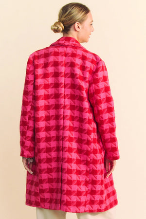 DAVI & DANI Women Jackets Textured Houndstooth Double-Breasted Coat