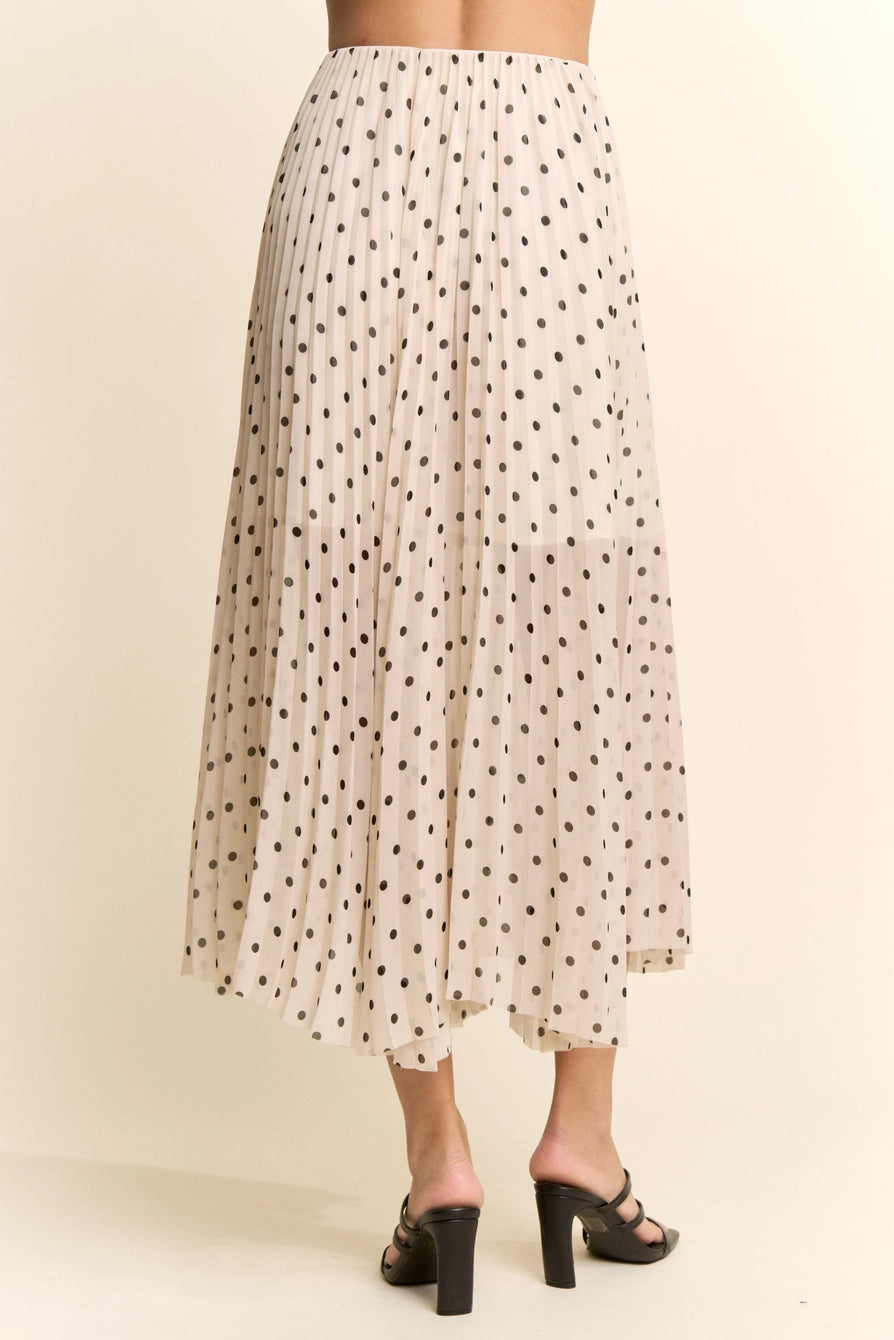 DAVI & DANI Women's Skirts Polka Dot Pleated Midi Skirt
