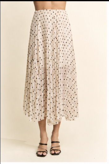 DAVI & DANI Women's Skirts Polka Dot Pleated Midi Skirt