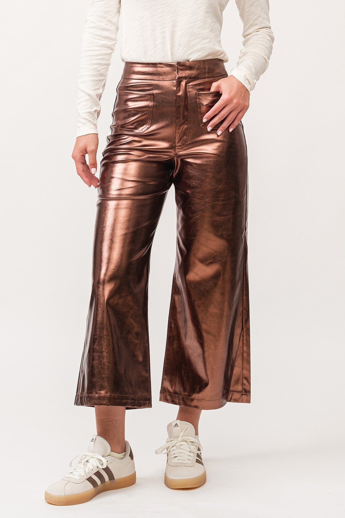DEAR JOHN DENIM Women's Pants Dear John Audrey High Rise Wide Clean Hem Cropped Pants Rust Copper Foil