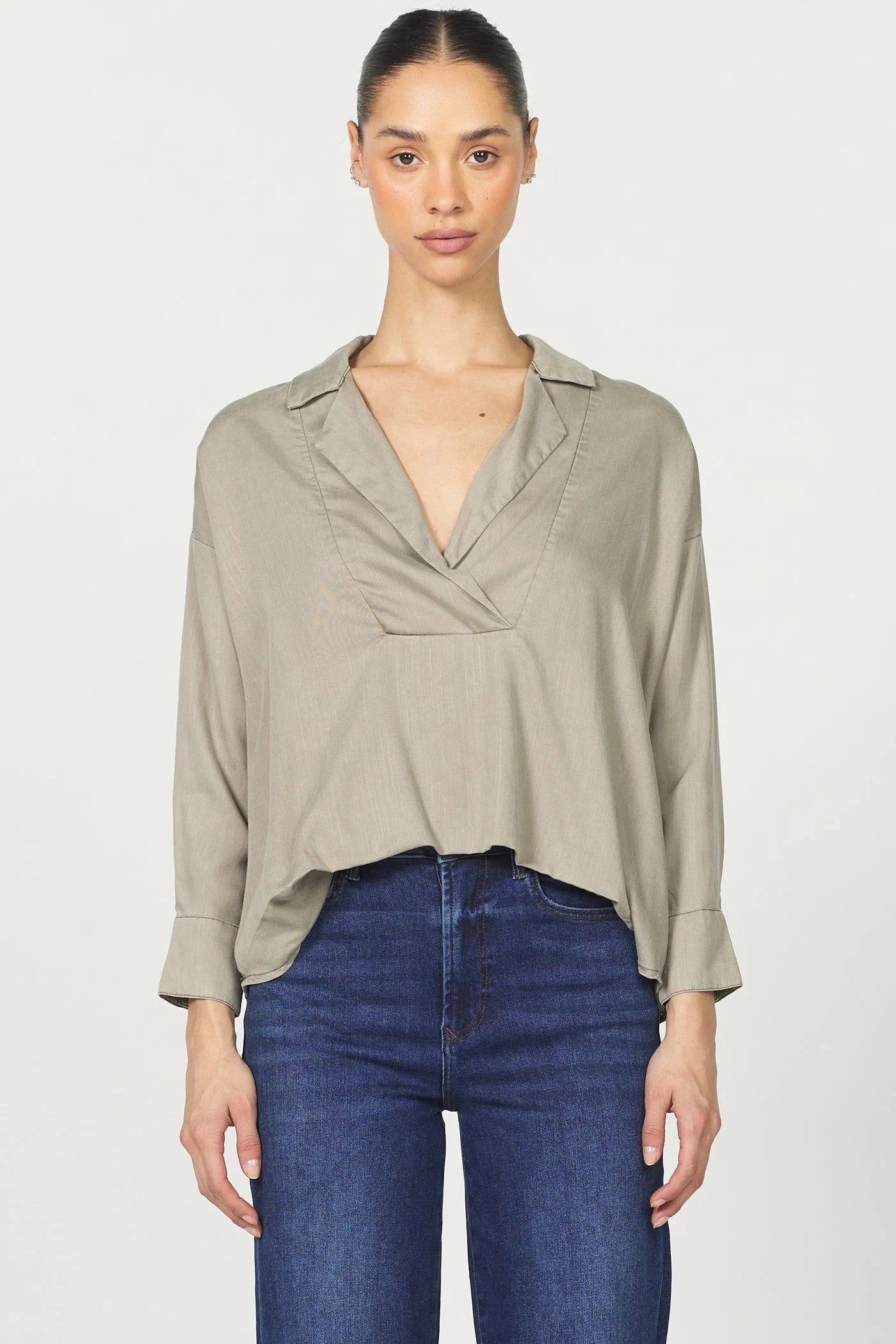 DEAR JOHN DENIM Women's Top Dear John Adelle Top Whitecap Gray Tencel