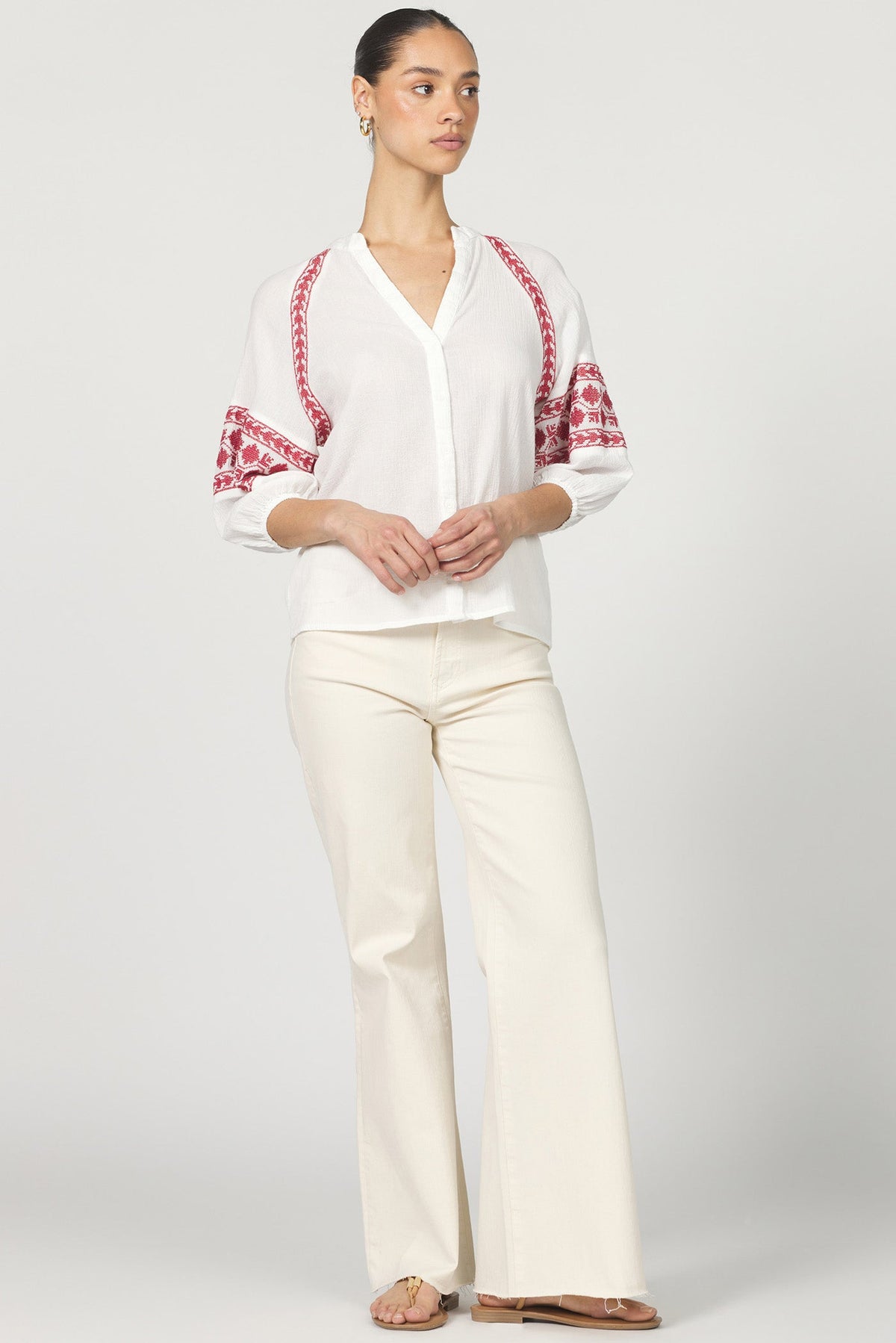 DEAR JOHN DENIM Women's Top Dear John Alyssa Button-Up Sleeveless Raglan Sleeve