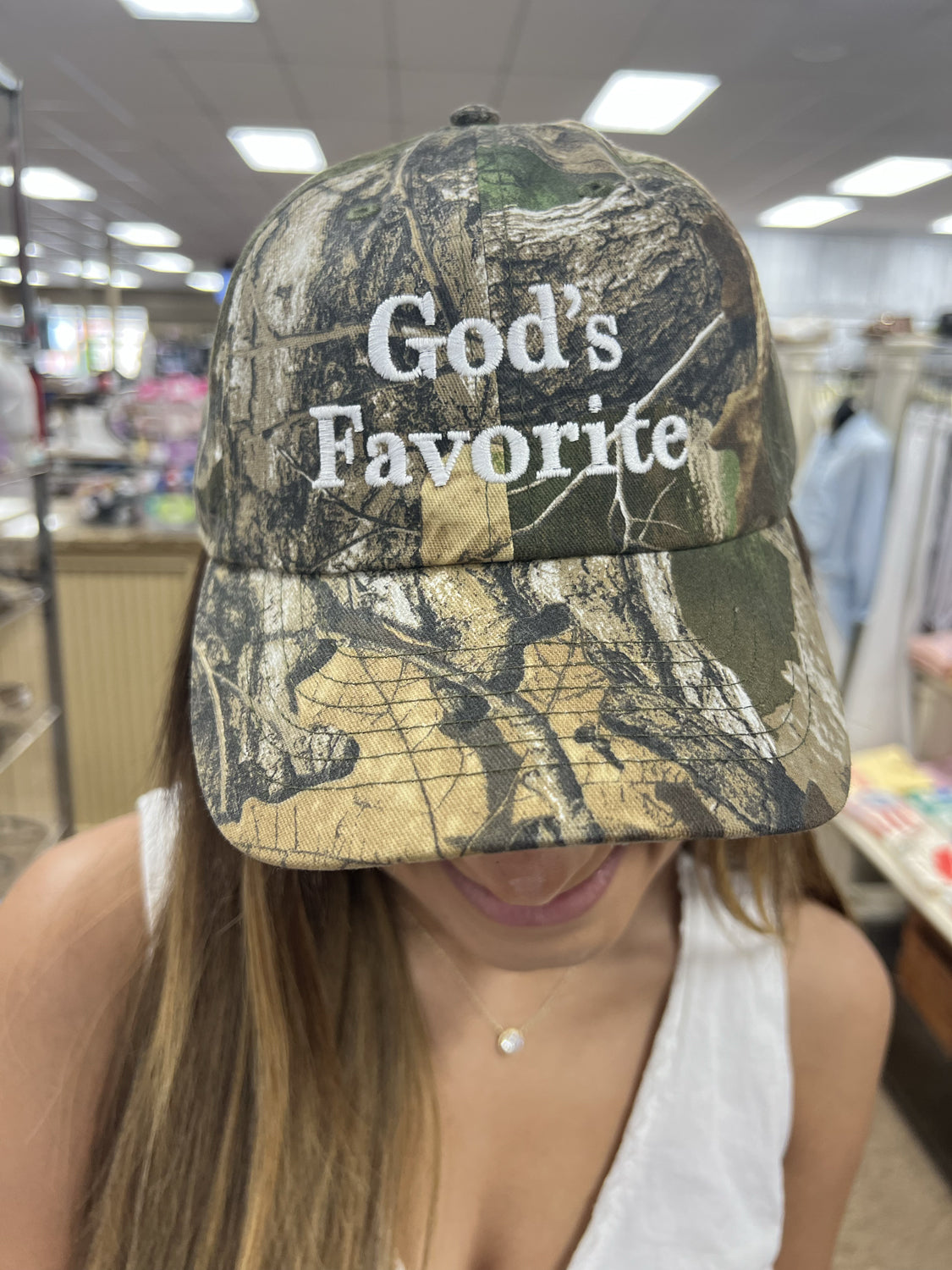 DISTRESSED VINTAGE DESIGNS Women's Hat CAMO / - Distressed Vintage Gods Favorite Hat || David's Clothing GODSFAVORITE