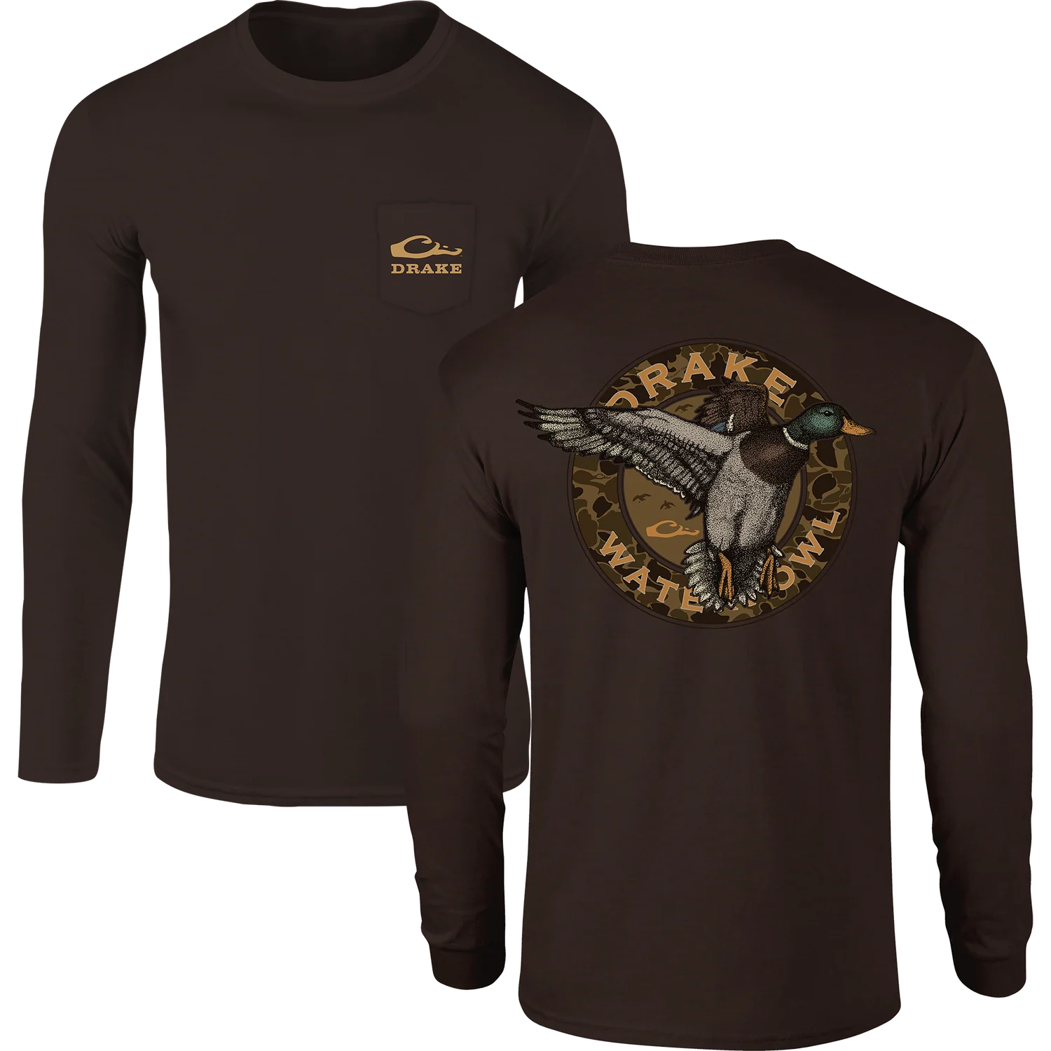 DRAKE CLOTHING CO. Men's Tees CHOCOLATE BROWN / S Drake Circle Mallard Long Sleeve T-Shirt DT9813CBR