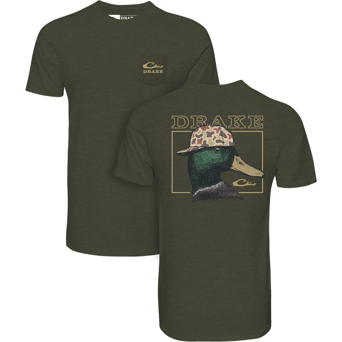 DRAKE CLOTHING CO. Men's Tees OLIVE / S Drake Back Cap Mallard T-Shirt DT9831OLV