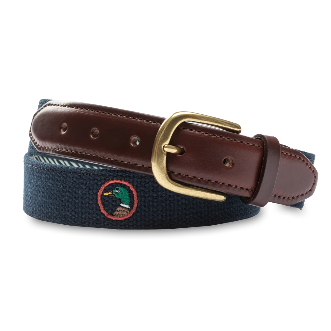 DUCK HEAD Men's Belts Duck Head Embroidered Logo Web Belt || David's Clothing