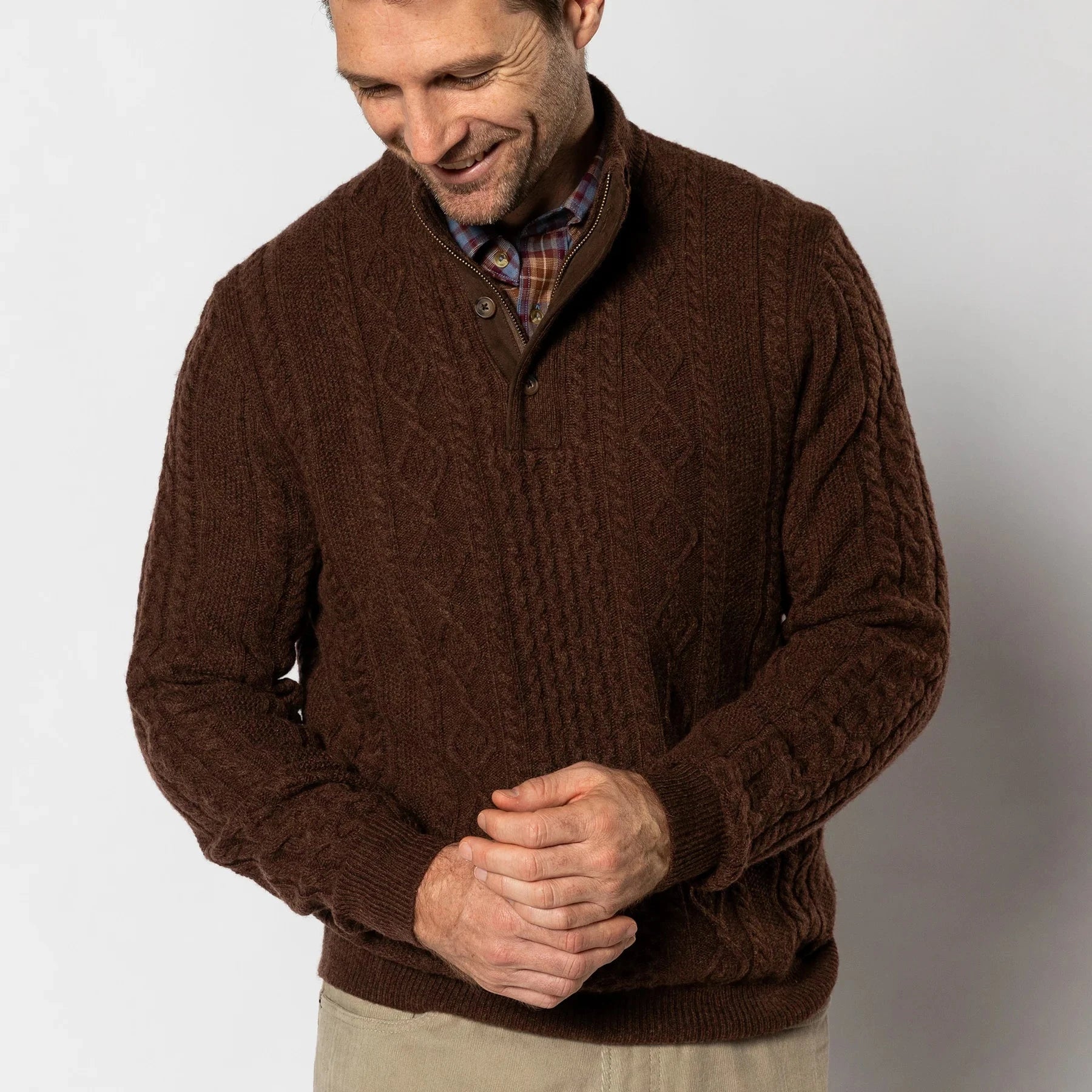 DUCK HEAD Men's Pullovers Duck Head Haines 1/4 Zip Cable Knit Sweater