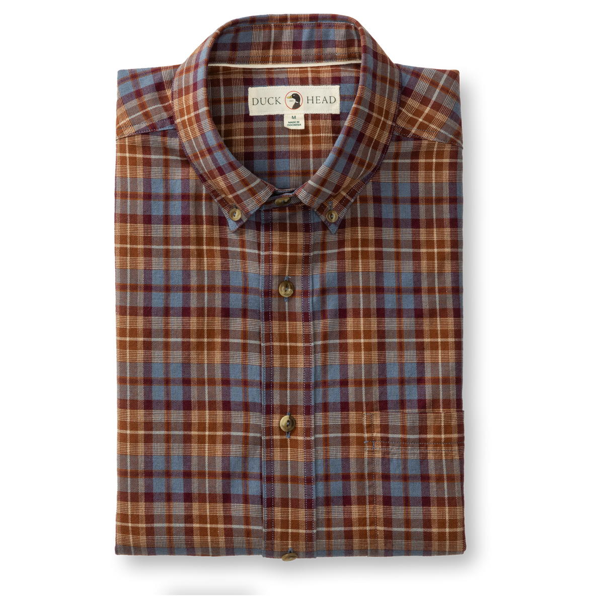 DUCK HEAD Men's Sport Shirt Duck Head Houser Plaid Saddle Brown
