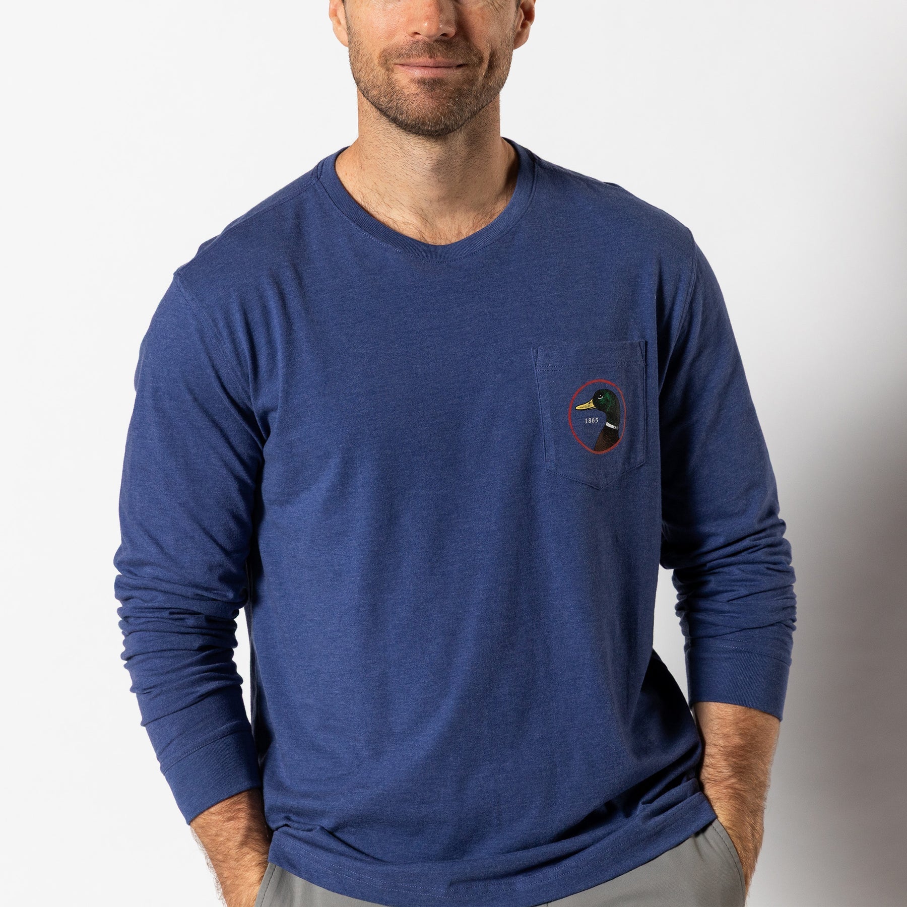 DUCK HEAD Men's Tees BEACON BLUE / S Duck Head Logo Long Sleeve T-Shirt D21020496