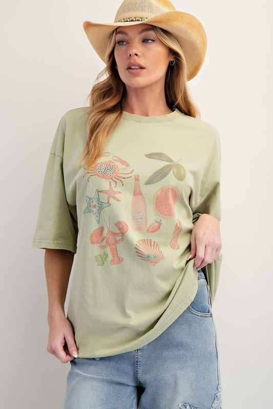 EASEL Women's Top Graphic Mineral Washed T Shirt || David's Clothing