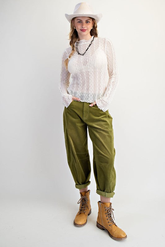 EASEL Women's Top Long Sleeve Lace Fitted Top || David's Clothing