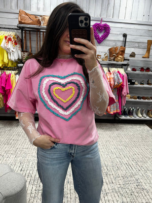 EASEL Women's Top Ruffle Heart Tee