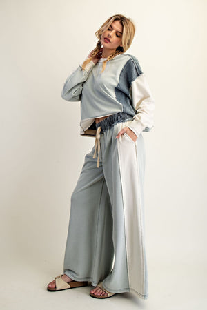 ee:some Women's Pants Color Block Denim Drawstring Pants || David's Clothing