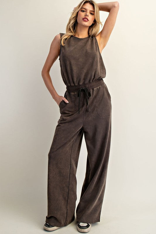 ee:some Women's Pants Soft Washed Solid Sleeveless Jumpsuit || David's Clothing