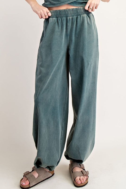 ee:some Women's Pants TEAL / S Solid Pocket Jogger Sweatpants || David's Clothing PH12485