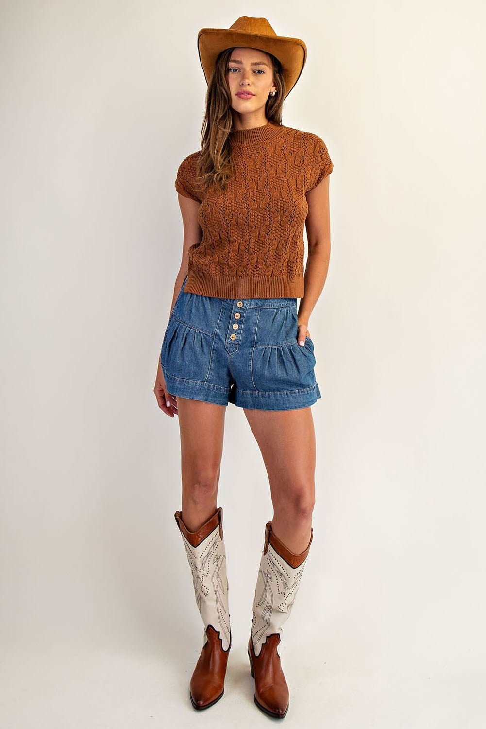 ee:some Women's Sweaters Cable Knit Mock Neck Sweater || David's Clothing