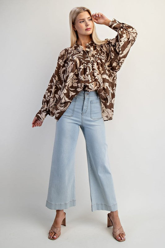 ee:some Women's Top Floral Printed Long Sleeve Blouse Top || David's Clothing
