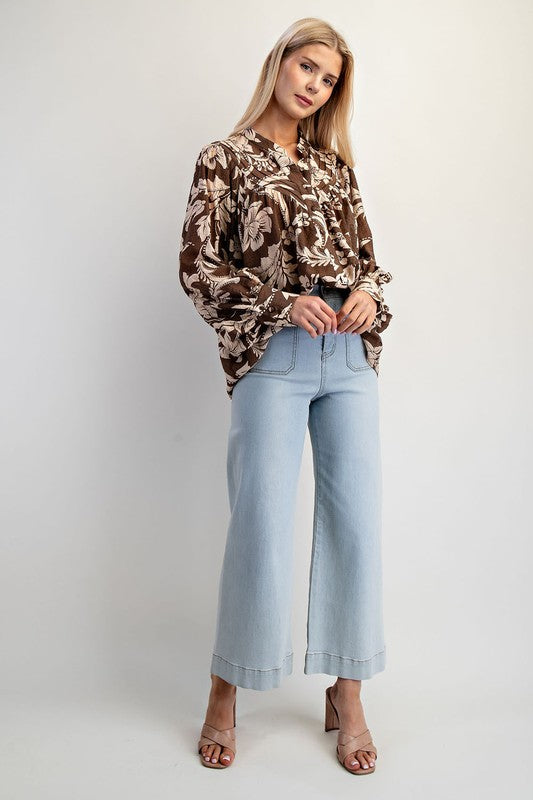 ee:some Women's Top Floral Printed Long Sleeve Blouse Top || David's Clothing