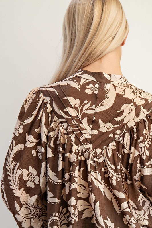 ee:some Women's Top Floral Printed Long Sleeve Blouse Top || David's Clothing
