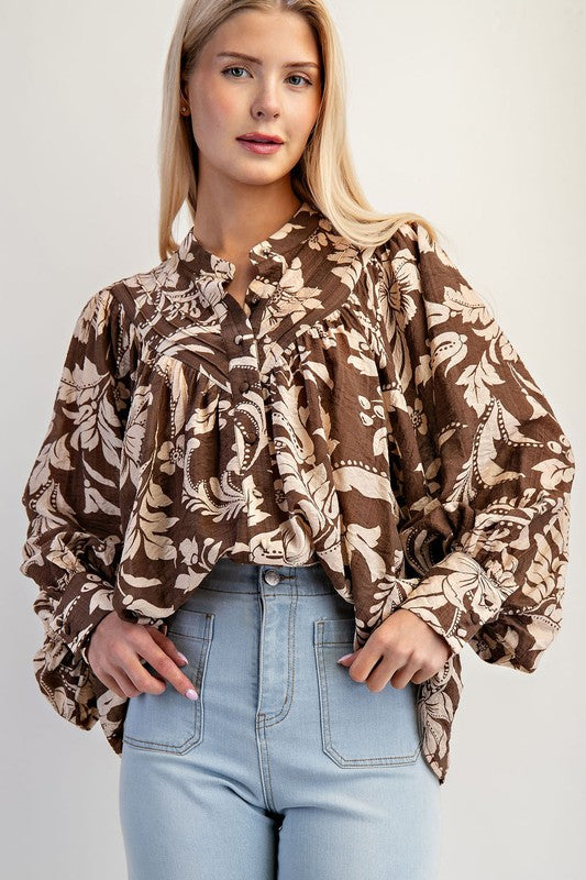 ee:some Women's Top Floral Printed Long Sleeve Blouse Top || David's Clothing