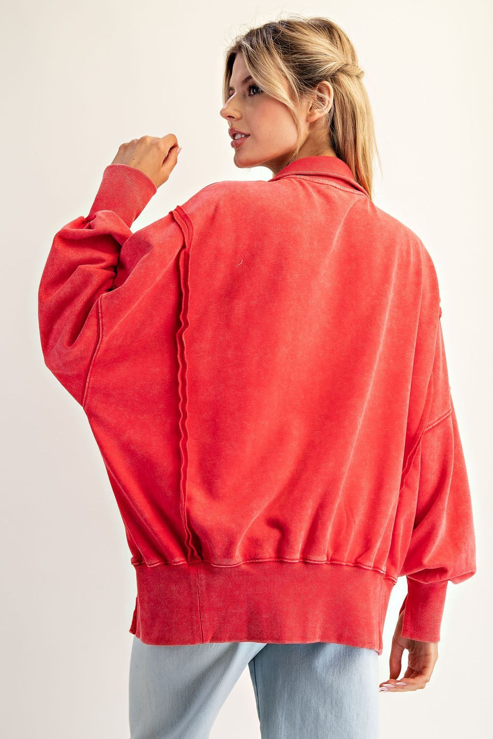 ee:some Women's Top Snow Washed Long Sleeve Pull Over