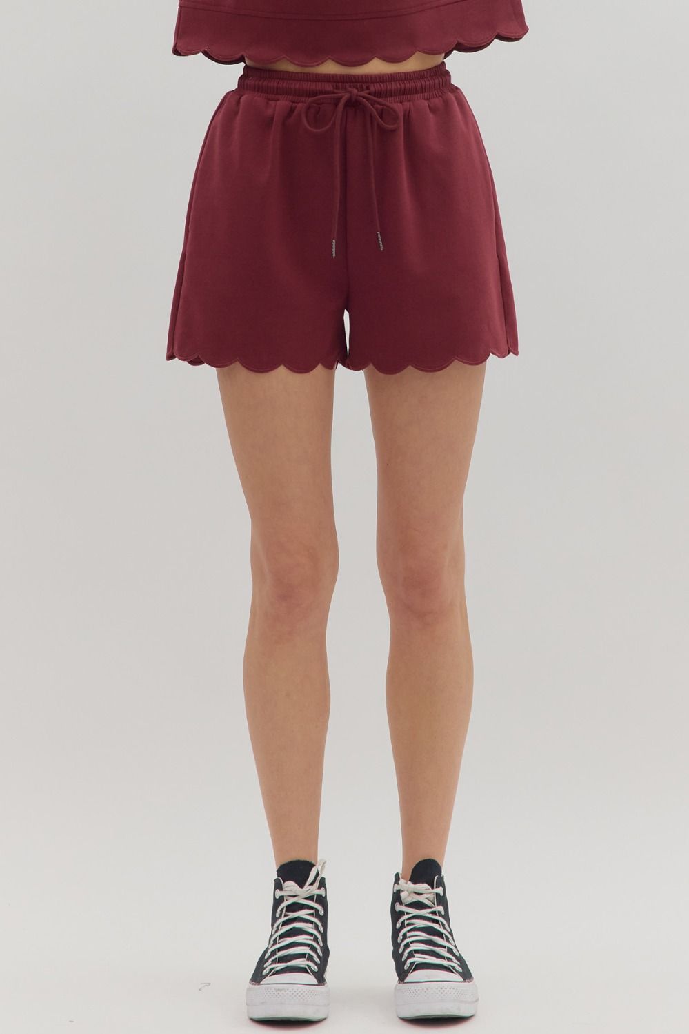 ENTRO INC Mens Shorts High-Waist Pull-On Scallop Shorts