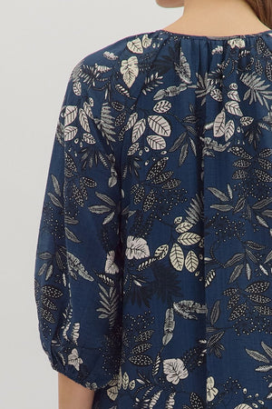 ENTRO INC Women's Dresses Botanical Print ¾ Sleeve Dress || David's Clothing