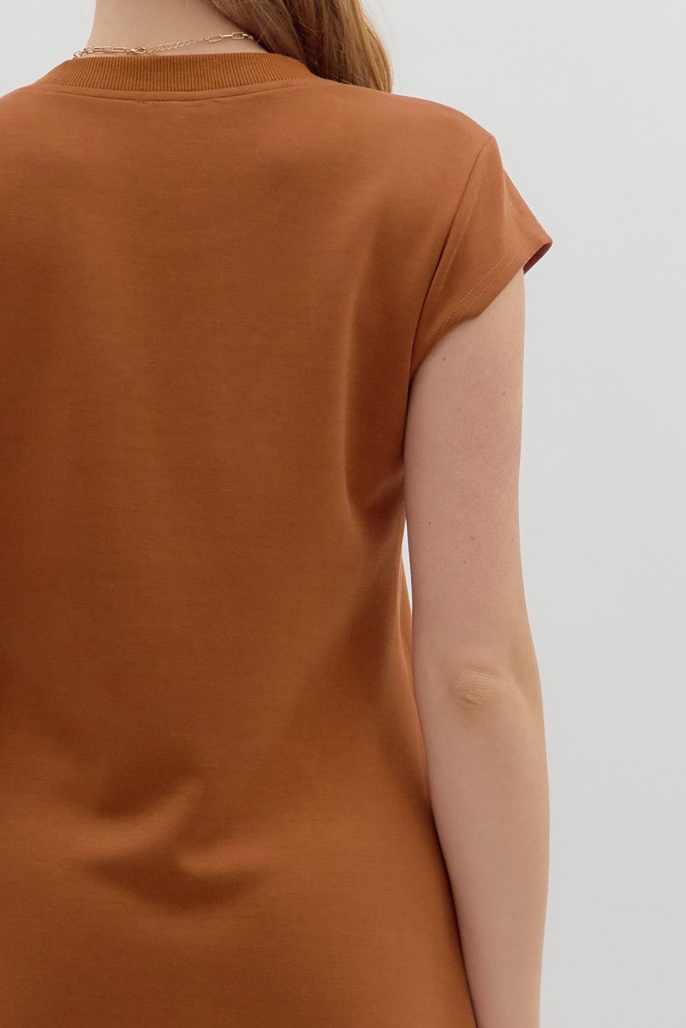 ENTRO INC Women's Dresses Solid Cap Sleeve Pullover Midi Dress