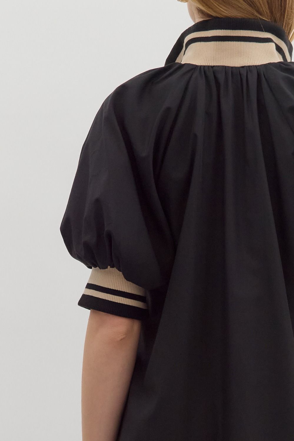 ENTRO INC Women's Dresses Solid Puff Sleeve Ruffle Hem Mini Dress