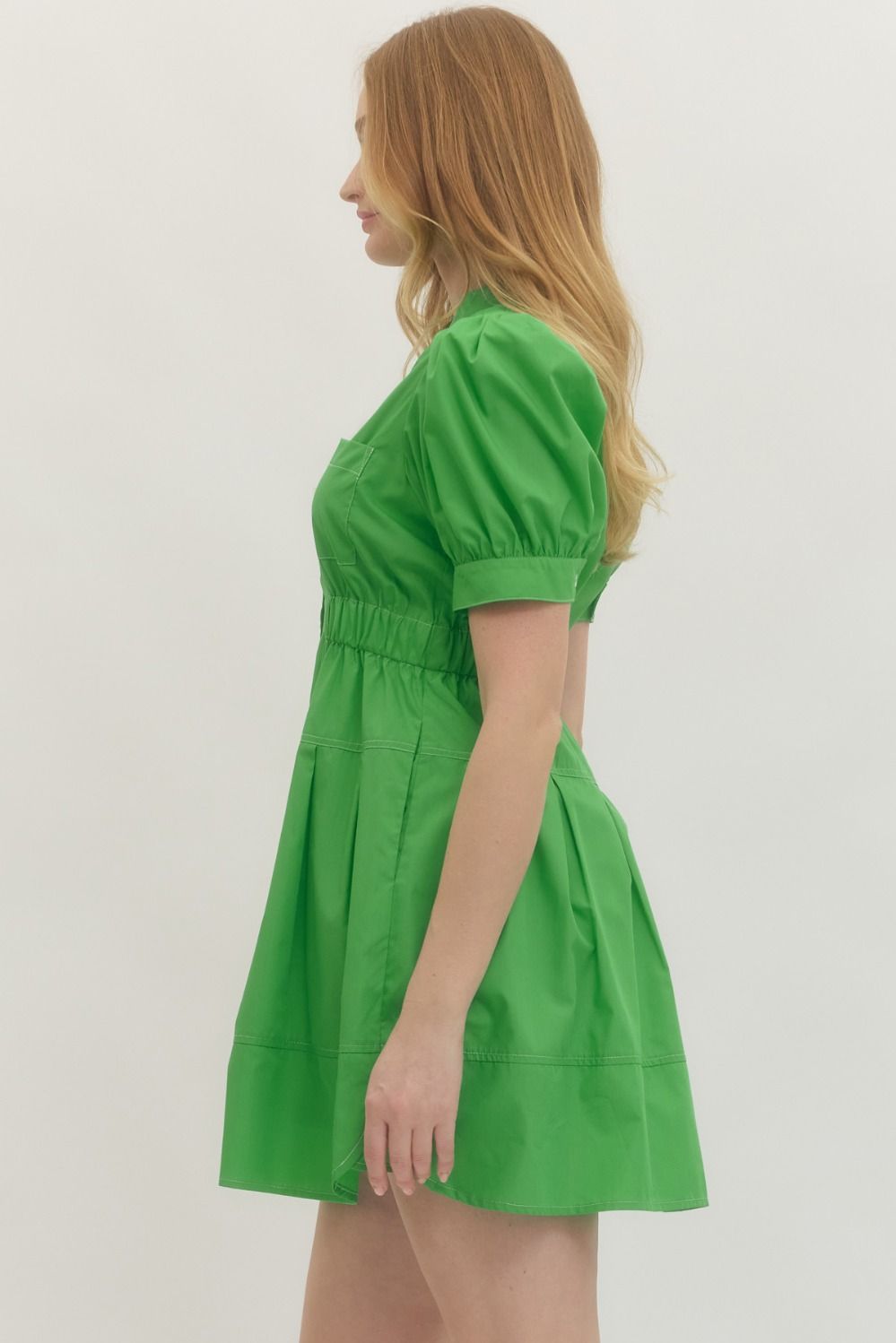 ENTRO INC Women's Dresses Solid short puff sleeve mini dress