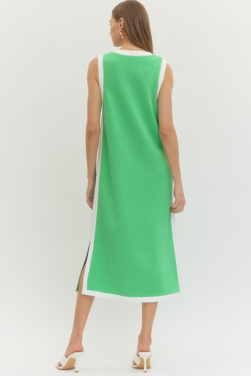 ENTRO INC Women's Dresses Solid Sleeveless Scuba Midi Dress