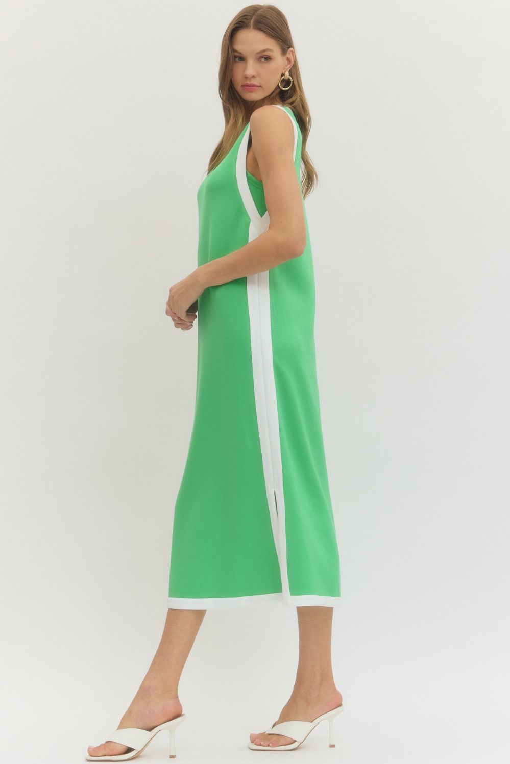 ENTRO INC Women's Dresses Solid Sleeveless Scuba Midi Dress