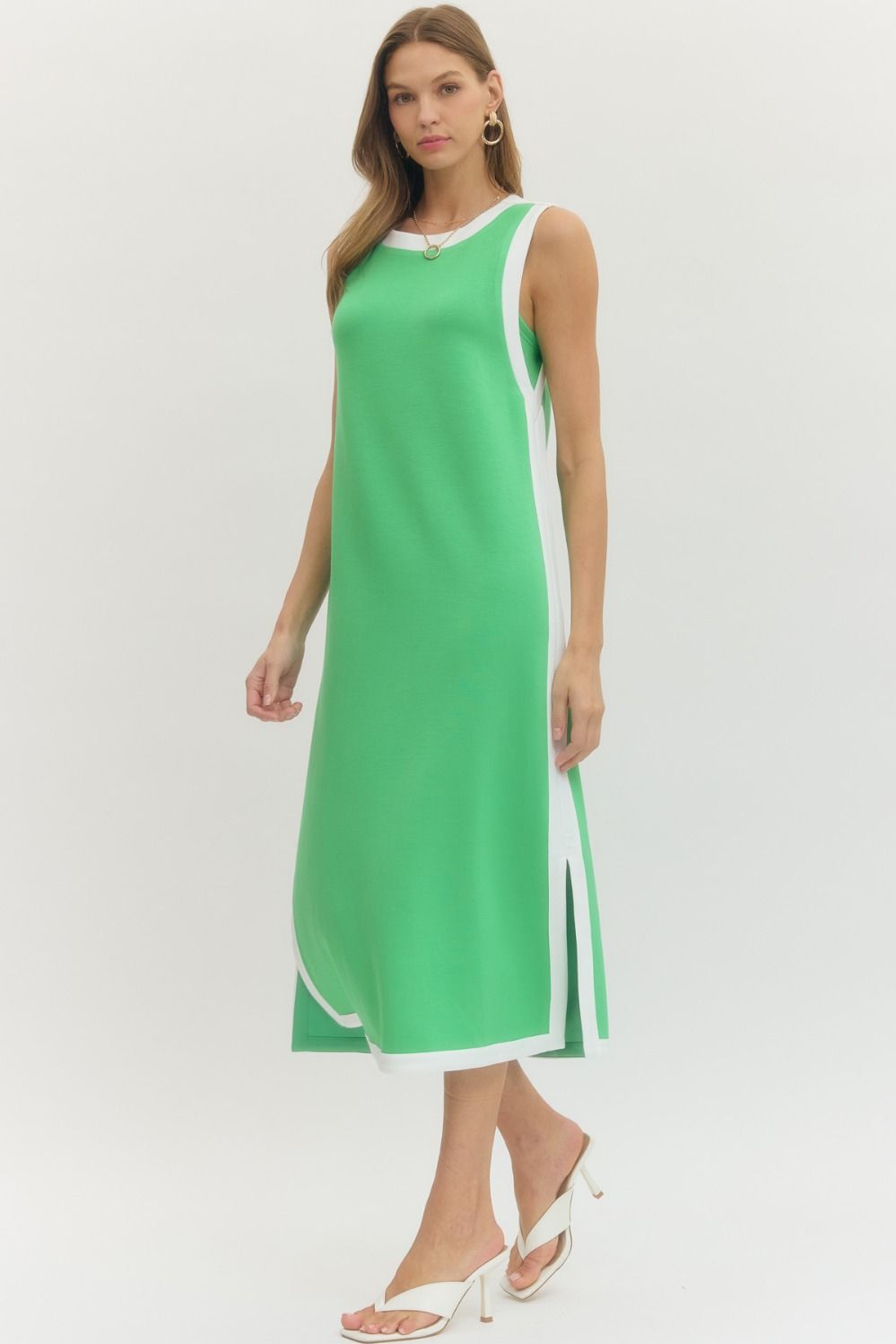 ENTRO INC Women's Dresses Solid Sleeveless Scuba Midi Dress