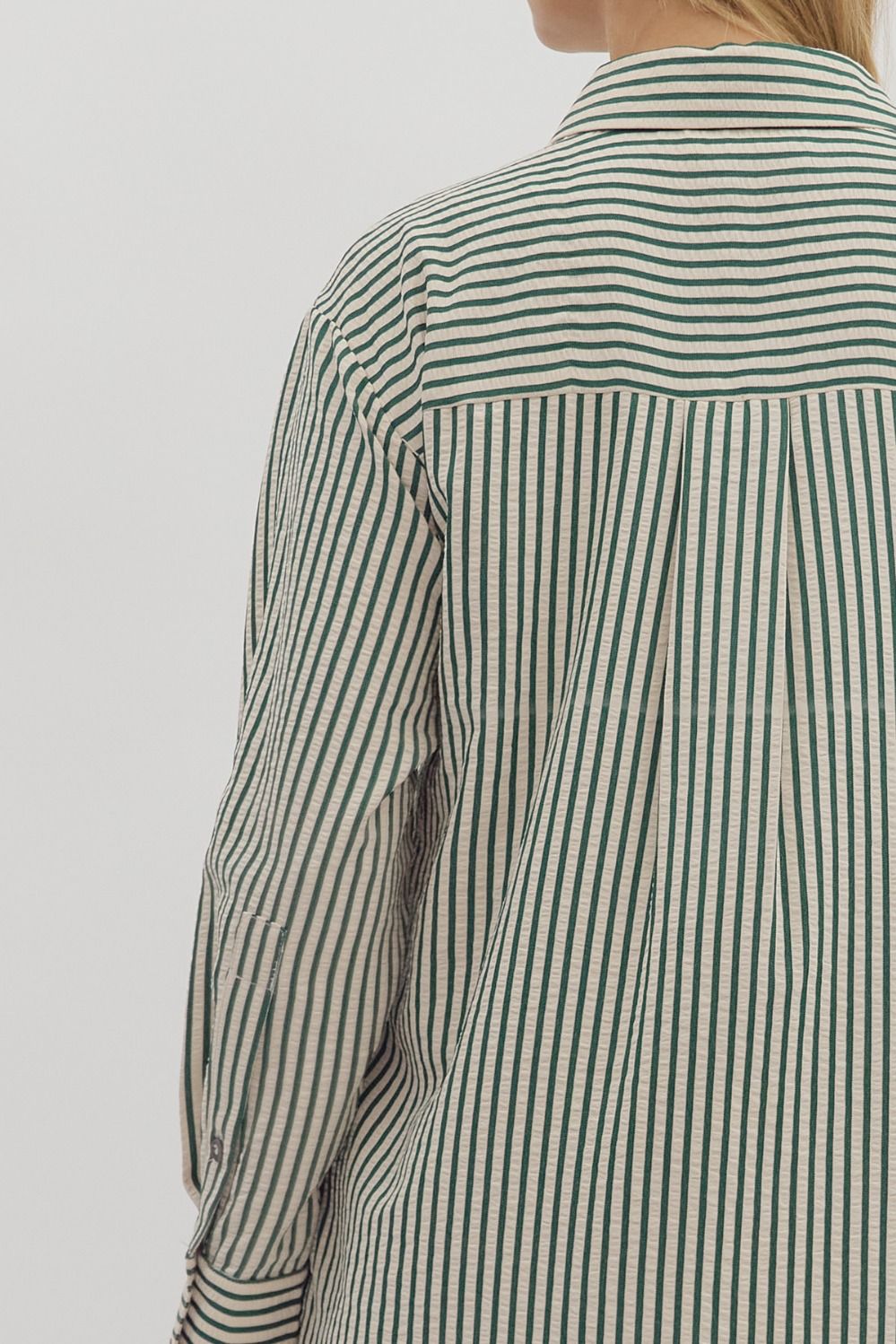 ENTRO INC Women's Dresses Textured Stripe Pattern Long Sleeve Midi Shirt Dress