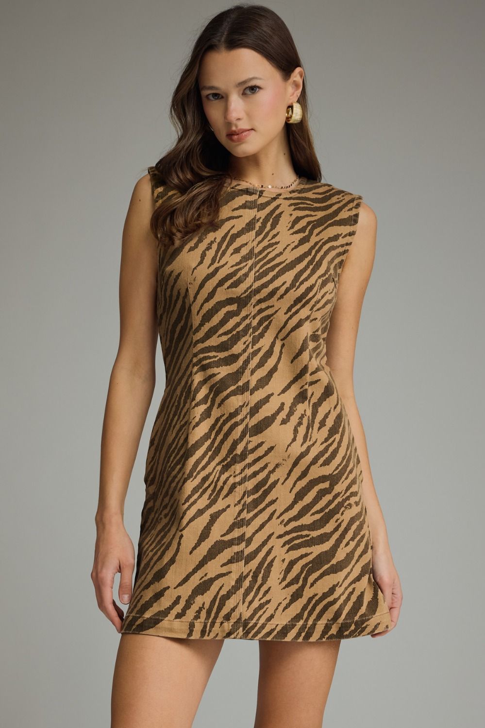 ENTRO INC Women's Dresses Zebra Print Sleeveless Mini Dress