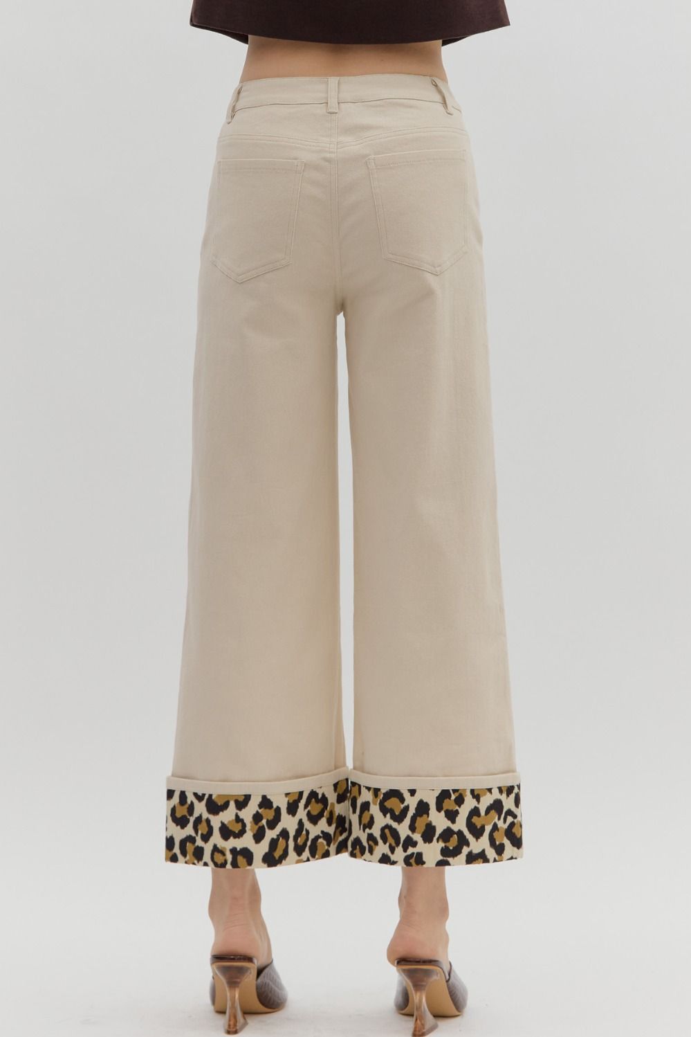 ENTRO INC Women's Pants Cheetah Cuff Hi Waist Pant