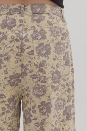 ENTRO INC Women's Pants Floral Print Ankle-Length Pants