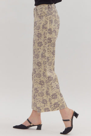 ENTRO INC Women's Pants Floral Print Ankle-Length Pants
