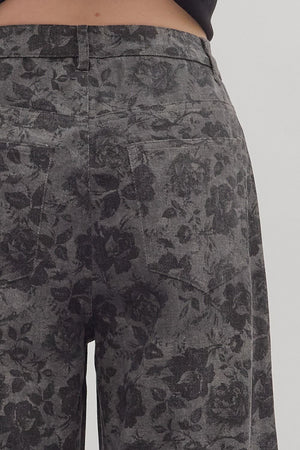 ENTRO INC Women's Pants Floral Print Ankle-Length Pants