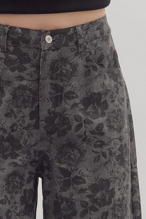 ENTRO INC Women's Pants Floral Print Ankle-Length Pants