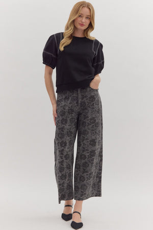 ENTRO INC Women's Pants Floral Print Ankle-Length Pants