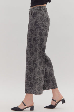 ENTRO INC Women's Pants Floral Print Ankle-Length Pants