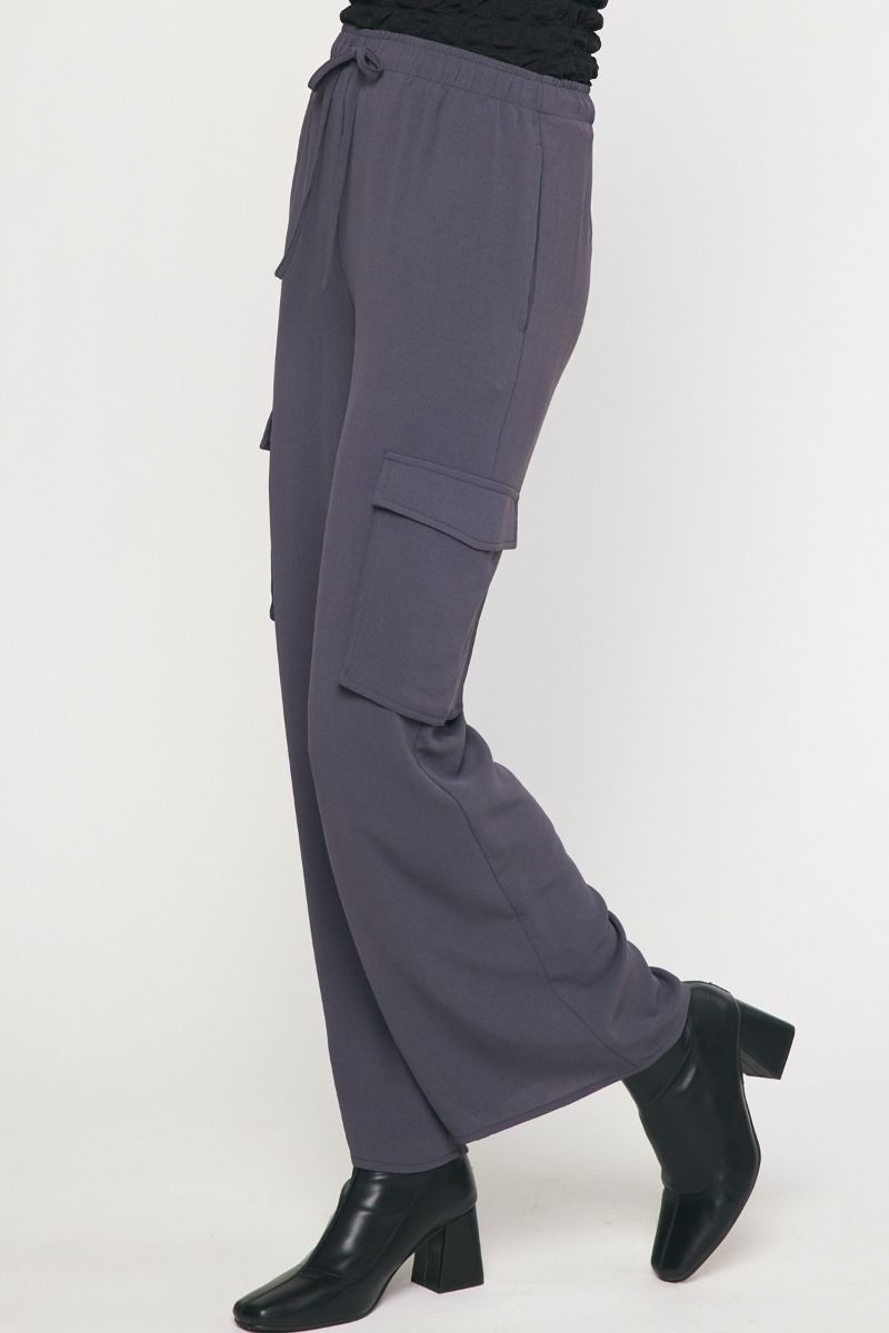 ENTRO INC Women's Pants High Waisted Utility Wide Leg Pants || David's Clothing
