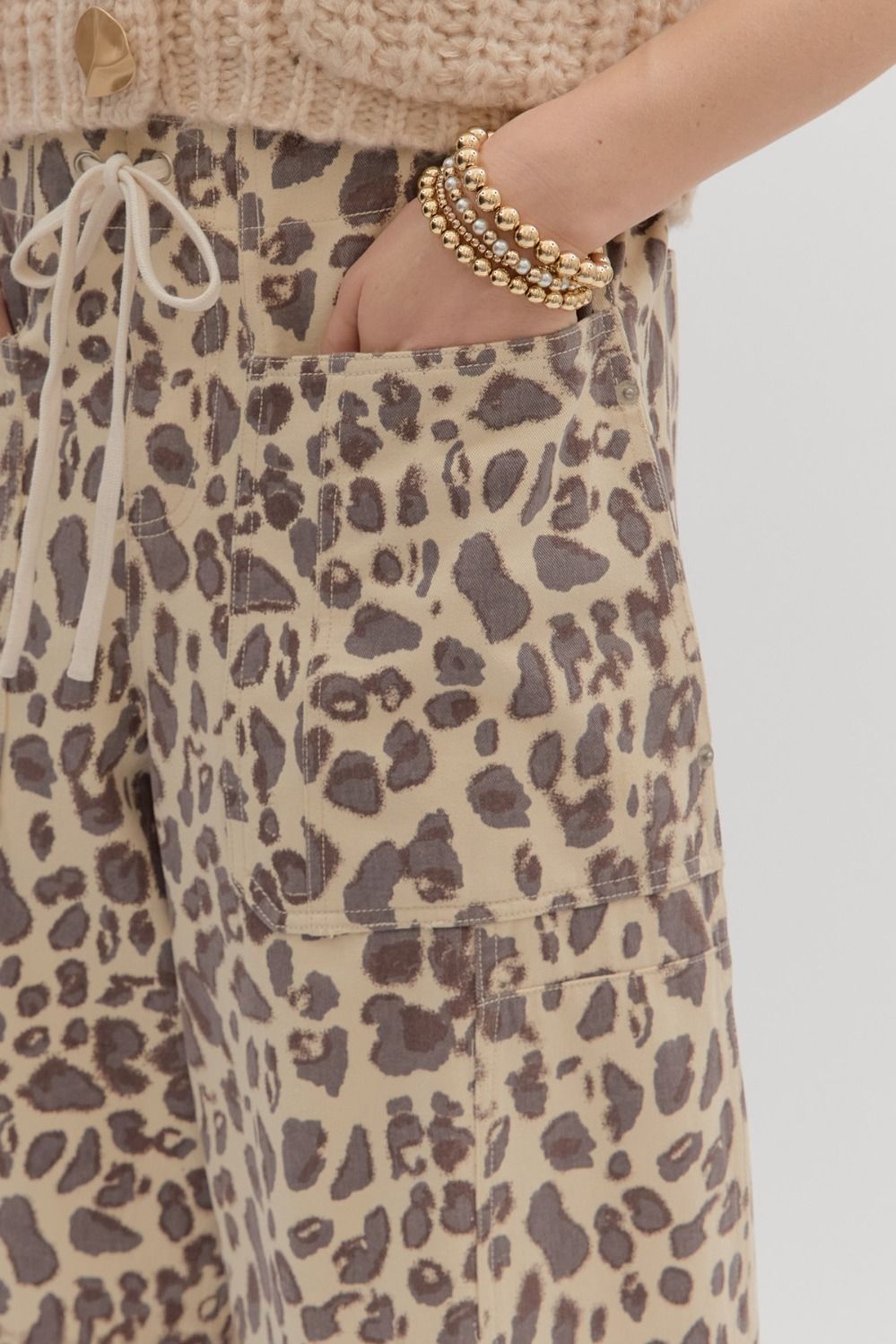 ENTRO INC Women's Pants Leopard Print Pull-on Balloon Pants || David's Clothing