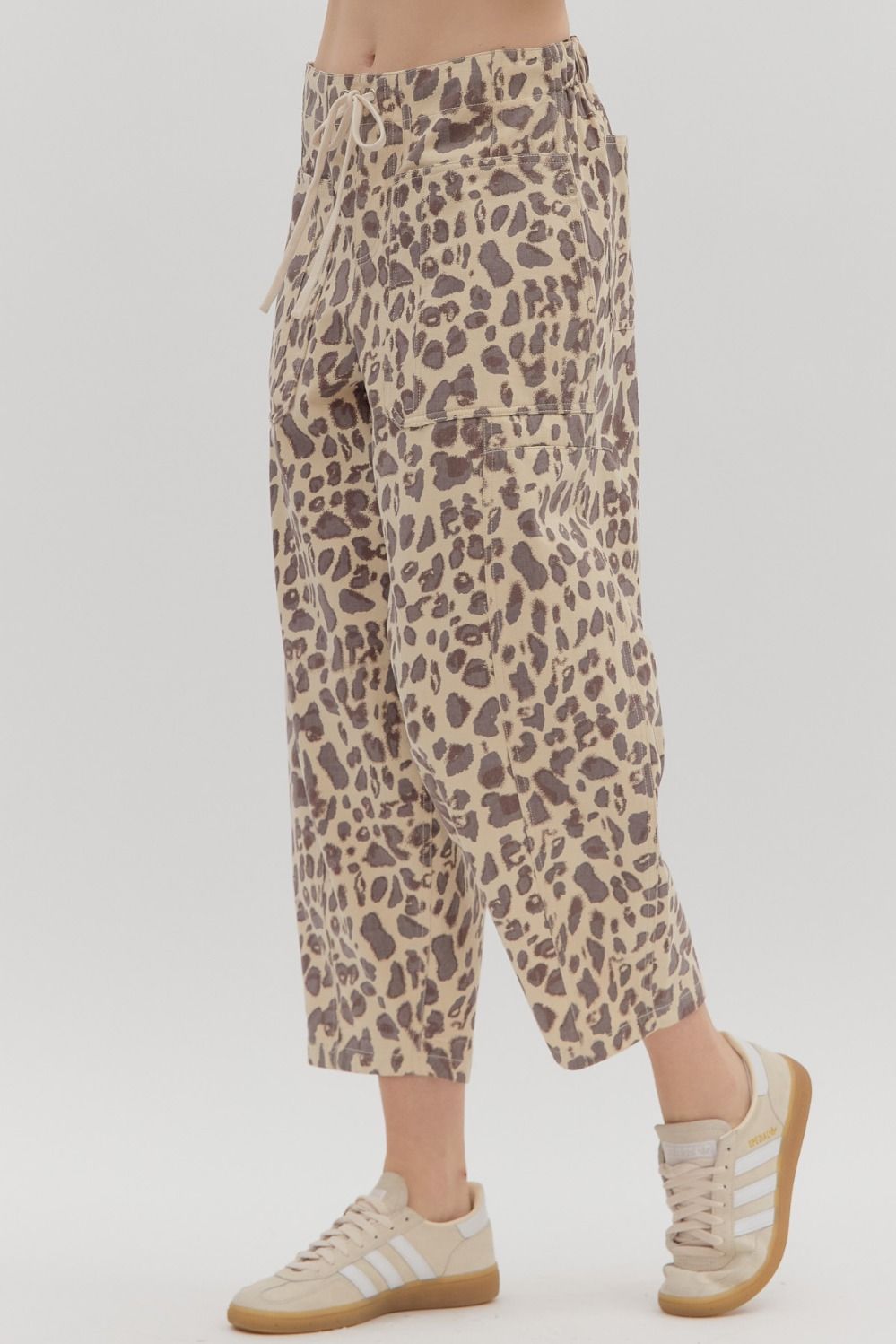 ENTRO INC Women's Pants Leopard Print Pull-on Balloon Pants || David's Clothing